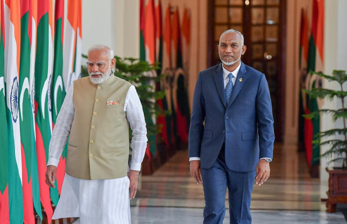 ރައީސް މުޢިއްޒު އަދި އިންޑިޔާގެ ބޮޑު ވަޒީރު ނަރެންދުރަ މޯދީ -- ފޮޓޯ/ ރައީސް އޮފީސް