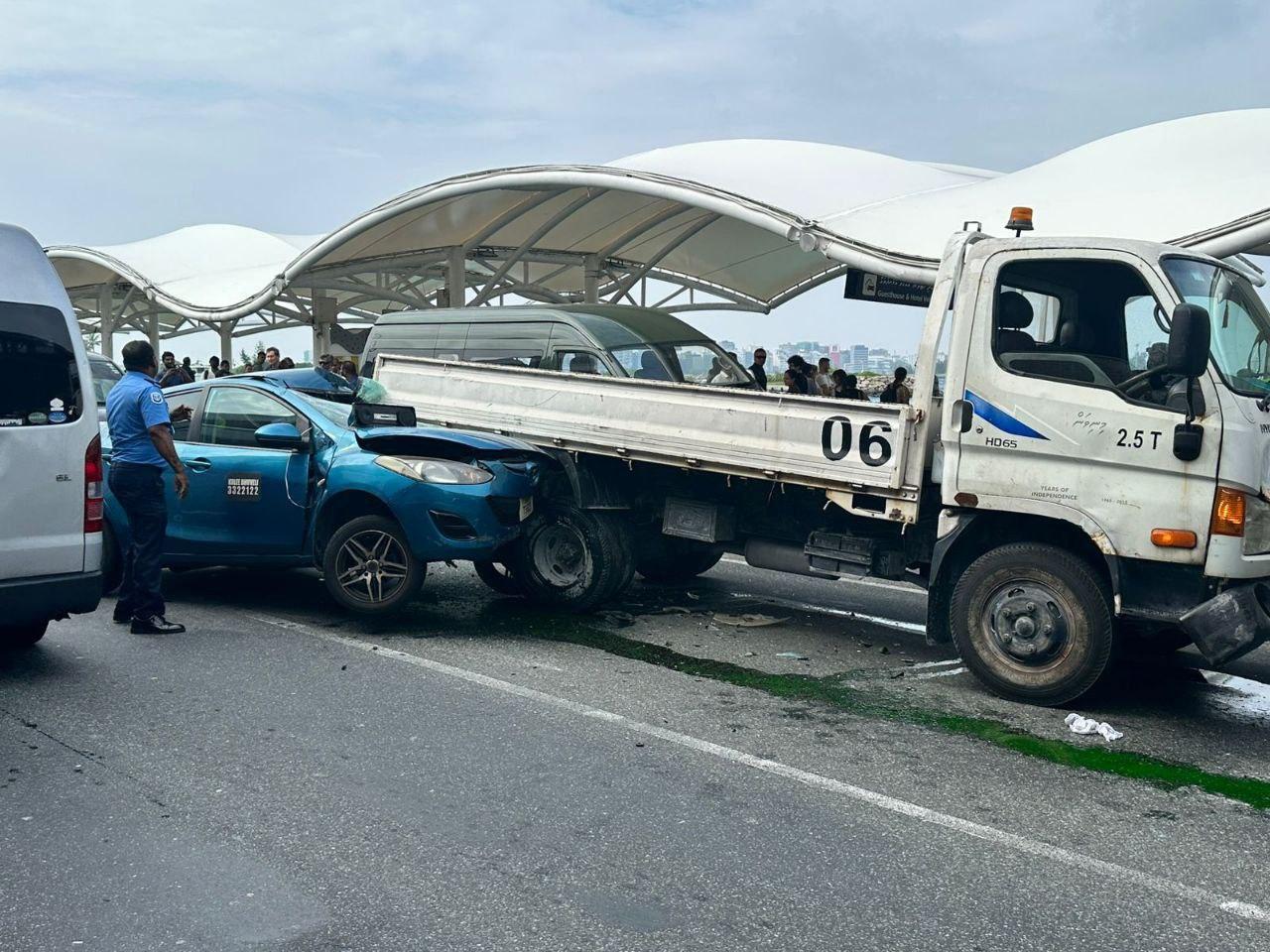 Collision at Velana International Airport Involving Car and Pickup Truck