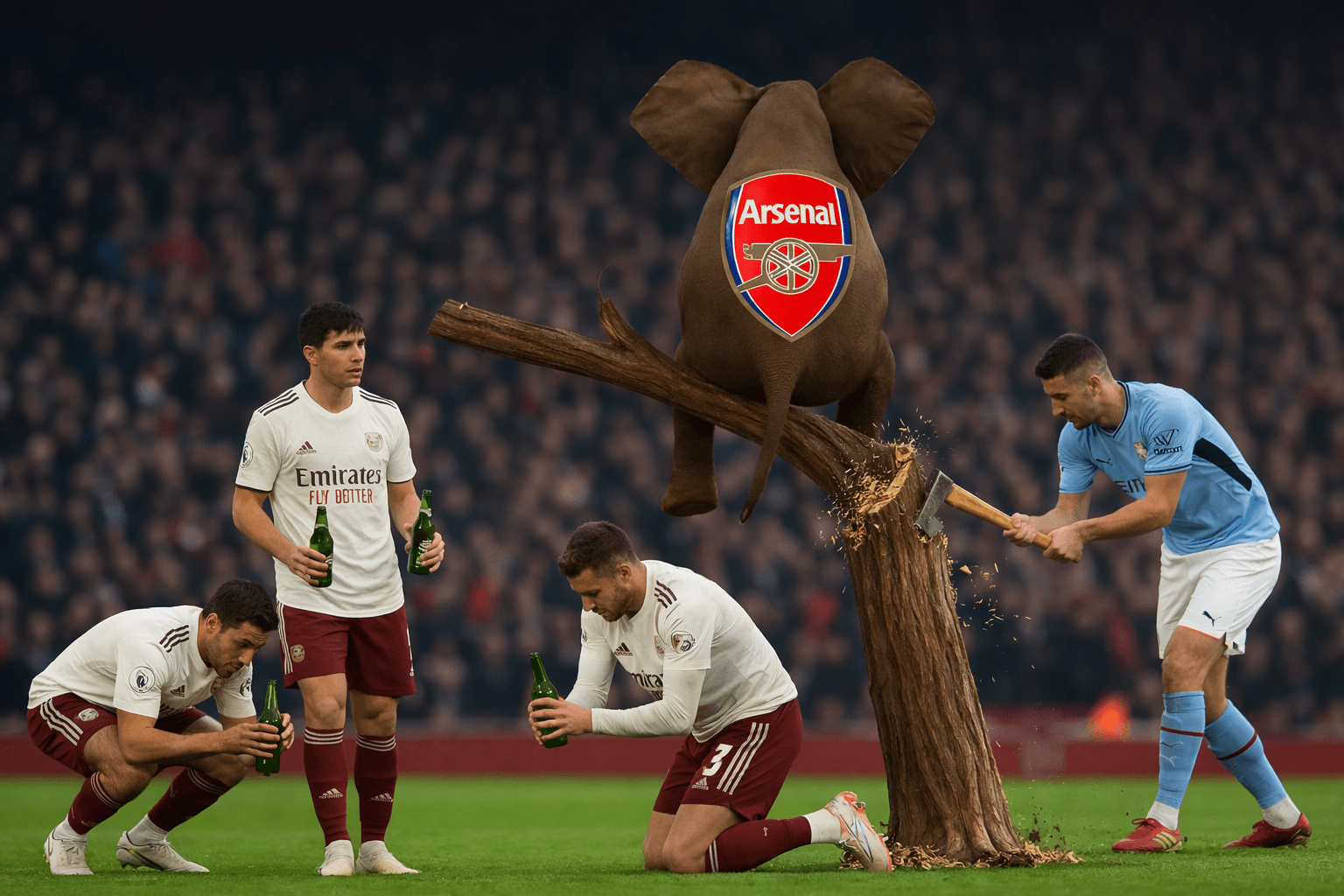 ބޮޓުލްއެފްސީގެ އެލިފަންޓް އަރައިއޮތް ގަހުން ނުފޭބުމުން އެހެން ޓީމުތަކުން ގަސް ކަނޑަން ފަށައިފި